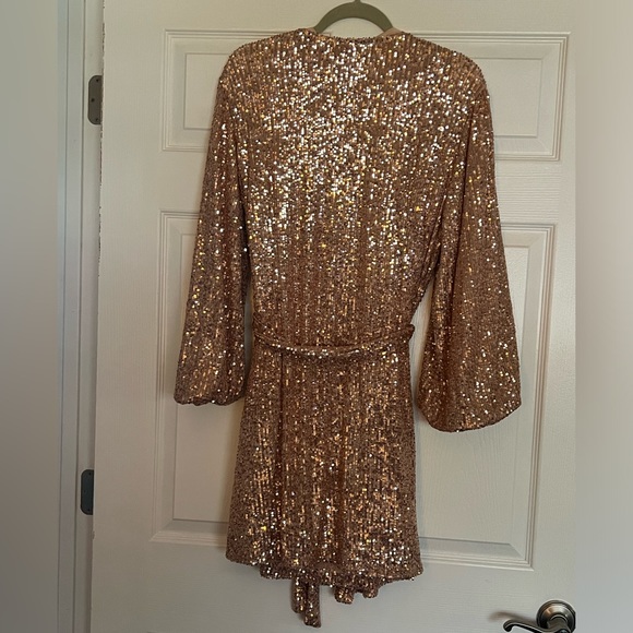 NEW!! Sequined Rose Gold Wrap Dress!! Perfect for any occasion!! - Picture 4 of 4